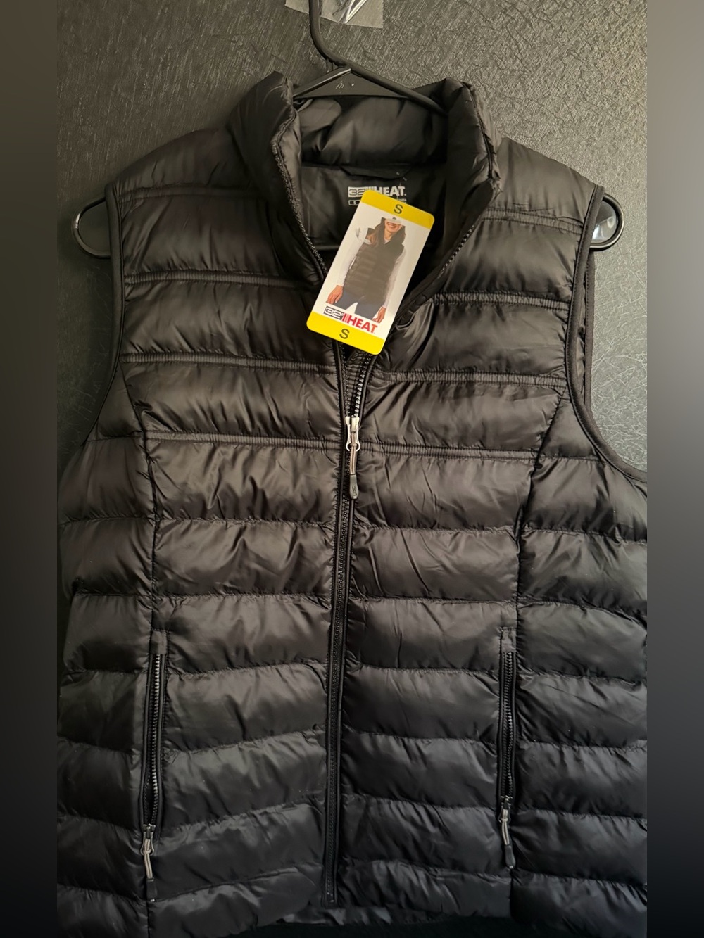 Women Black Quilted Puffer Vest - S
